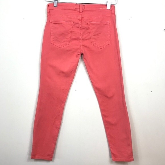 Current Elliott The Stiletto Faded Wagon Coral Red Jeans Skinny Ankle Crop 26 - Picture 5 of 15
